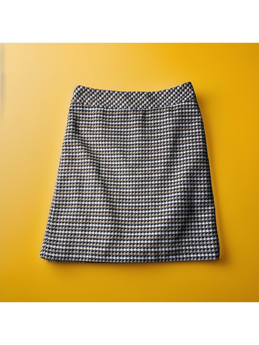 Talbot’s Women’s Tan Brown Black Houndstooth Mini Skirt  Size 6 petite